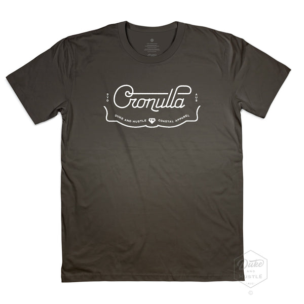 Cronulla Men’s Graphic T Shirt on Australian Cotton, Coal, Front